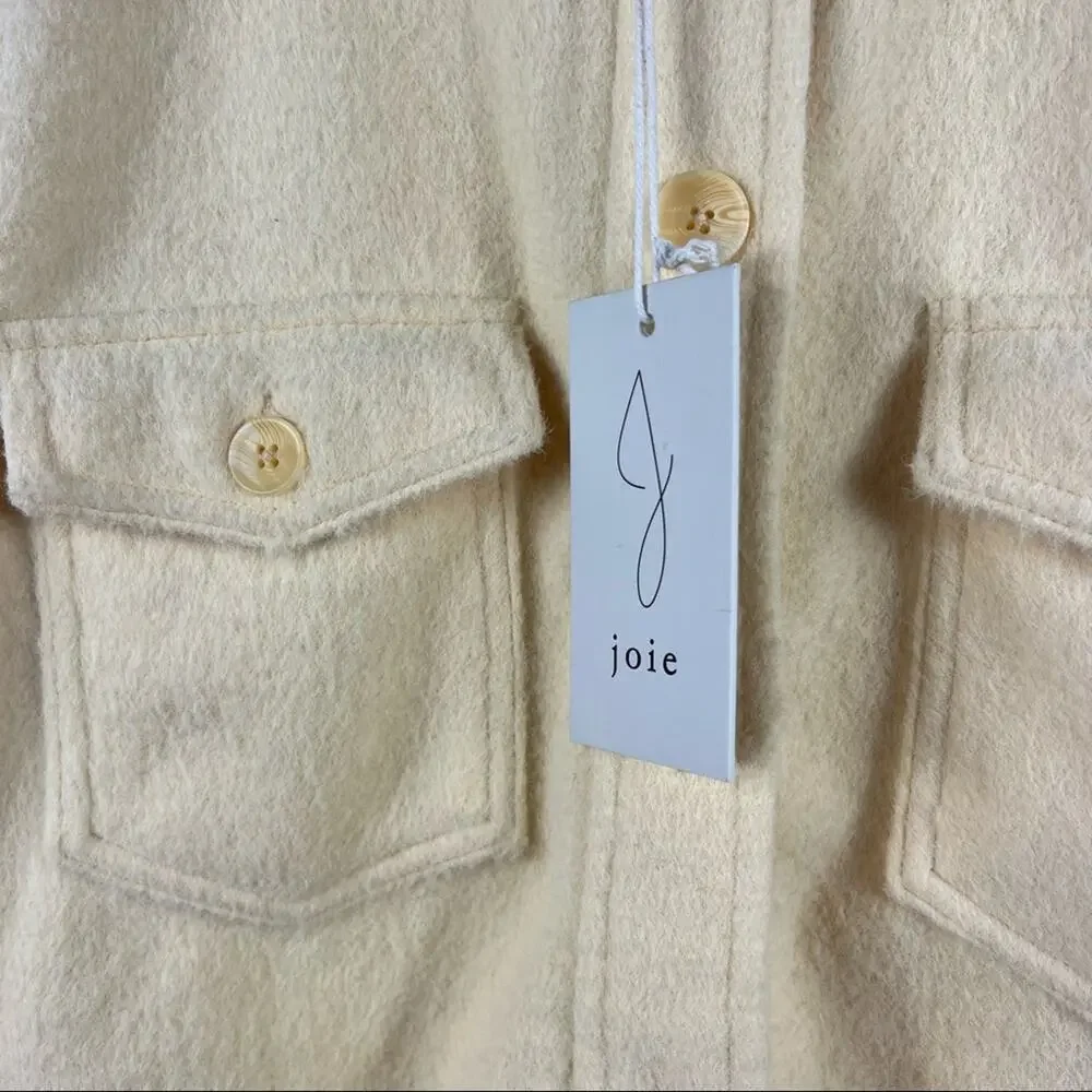 JOIE Pale Yellow Teddy Oversized Shacket NWT in Size Small